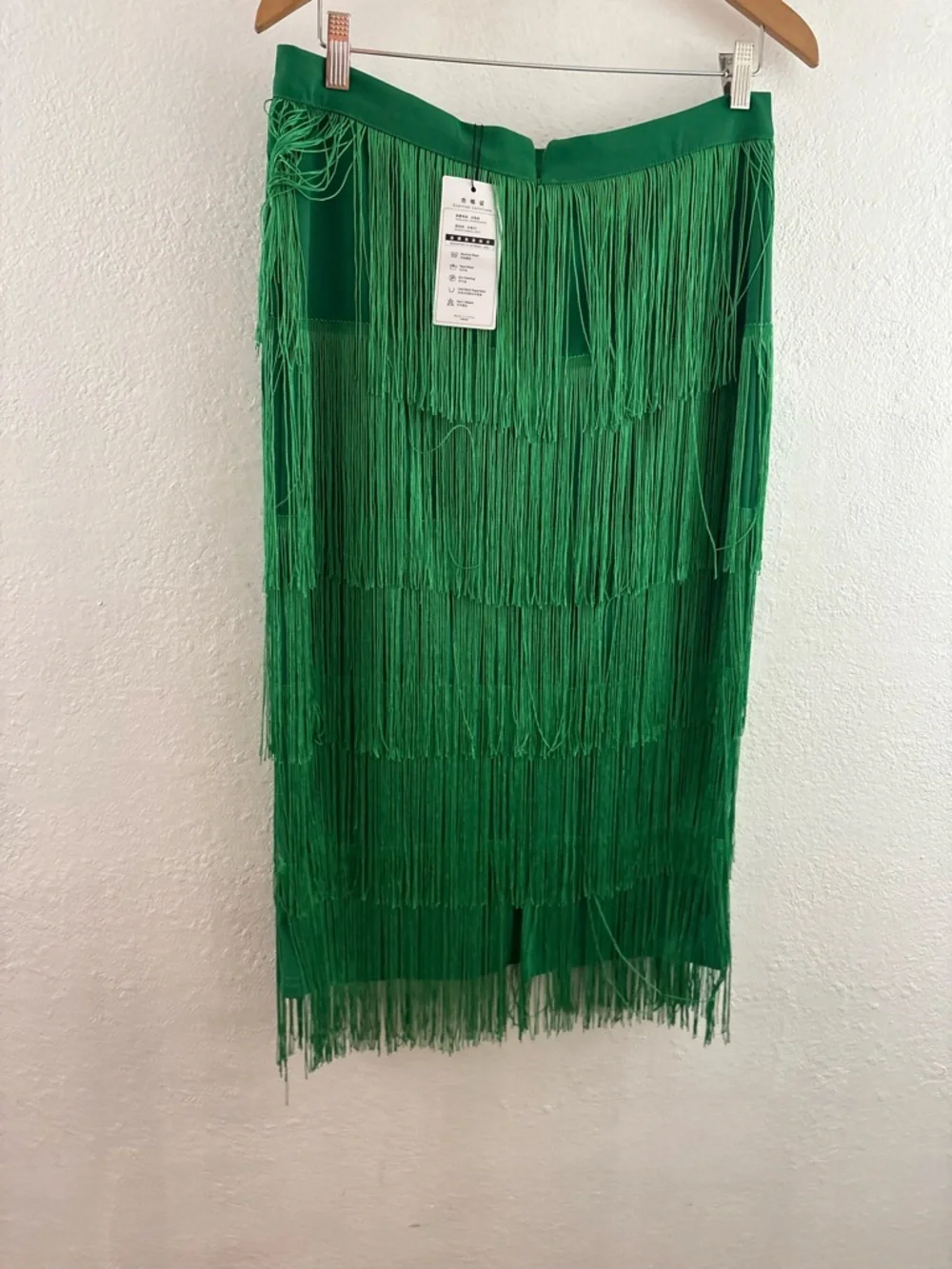 Green Fringe Midi Skirt - Picture 5 of 6
